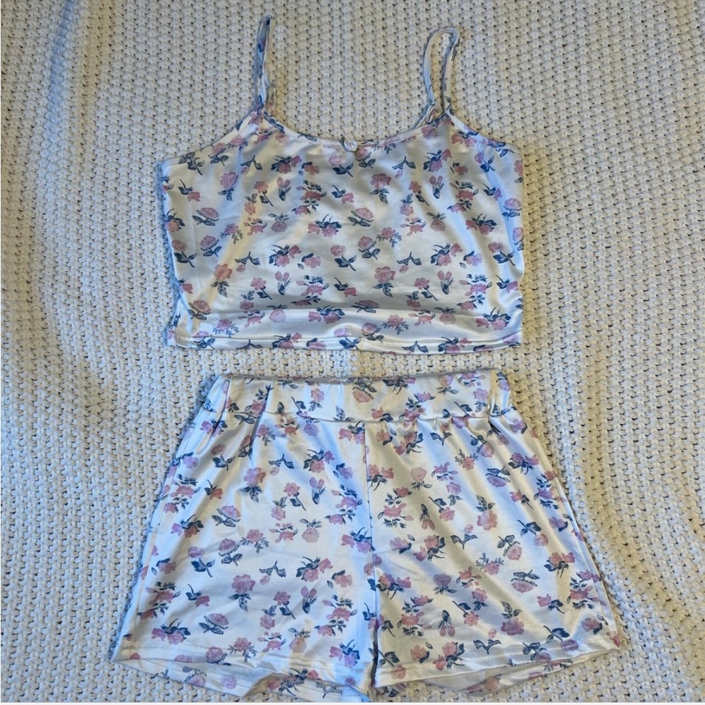 Silky floral two-piece pajama set